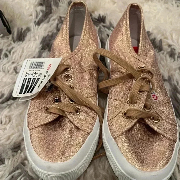 SUPERGA Rose Gold Glitter Sneaker size 36 6 NEW metallic shoe - Picture 7 of 7